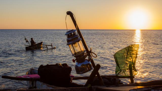 Pecheur Depart Mer Sunset Tsingoni 4338 Original