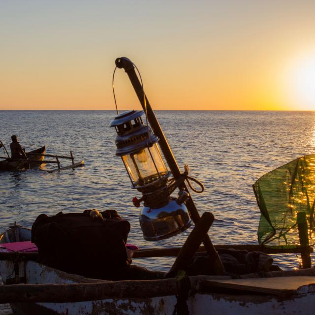 Pecheur Depart Mer Sunset Tsingoni 4338 Original